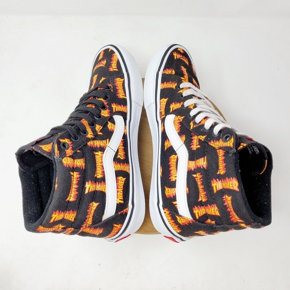 Vans Thrasher Sk8-Hi Shoes Mens 7.5 Sneakers Black Red Skate High Top Pop Cush - Picture 8 of 11